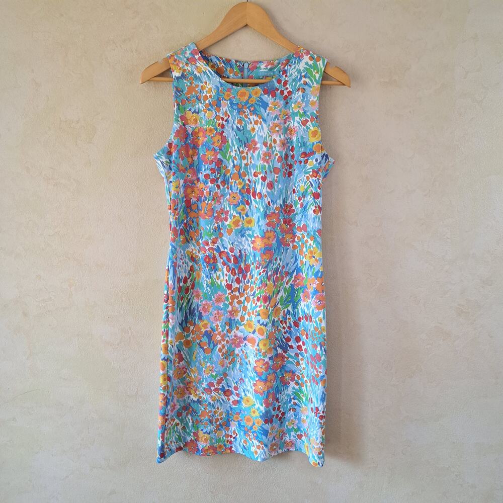 J. McLaughlin Sophia Floral Sleeveless Sheath Dress Small Blue Multi Catalina - Picture 7 of 10
